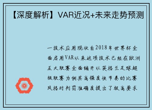 【深度解析】VAR近况+未来走势预测